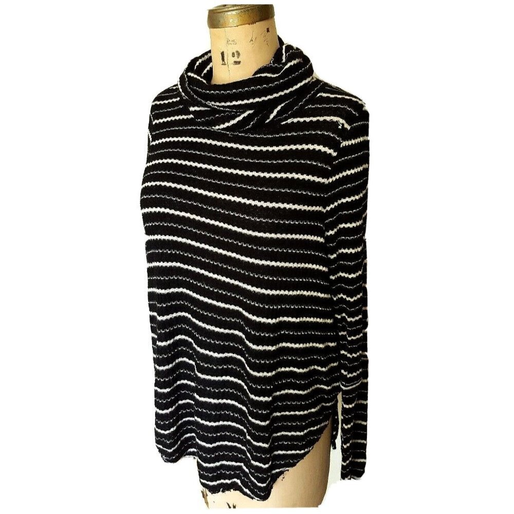 Free People We the Free Kristina Striped Drippy Waffle knit cowl Thermal Top M - Picture 8 of 14